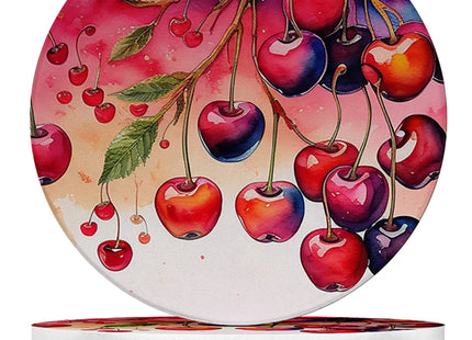 Fruit Design Sandstone Coasters Set of 4 – Absorbent Drink Coasters for Home