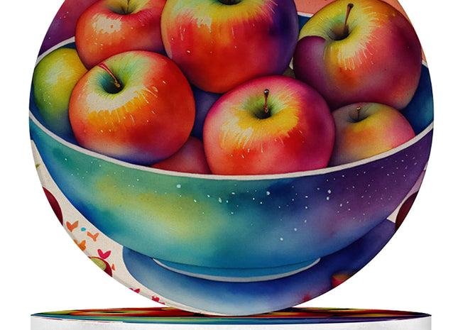 Fruit Design Sandstone Coasters Set of 4 – Absorbent Drink Coasters for Home