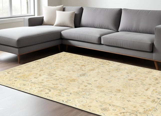 9x12 Hand Knotted Wool Oriental Rug - Beige Gray