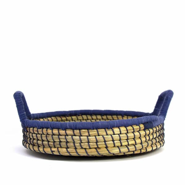 Nested Baskets In Natural With Blue Accents Set.
