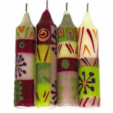 Hand Painted 4 Dinner Or Shabbat Candles