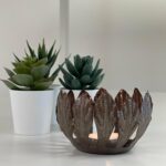 Decorative Drum Art Bowl Mango Leaf