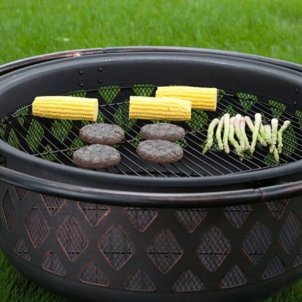 Bronze Fire Pit With Grill Grate Spark.