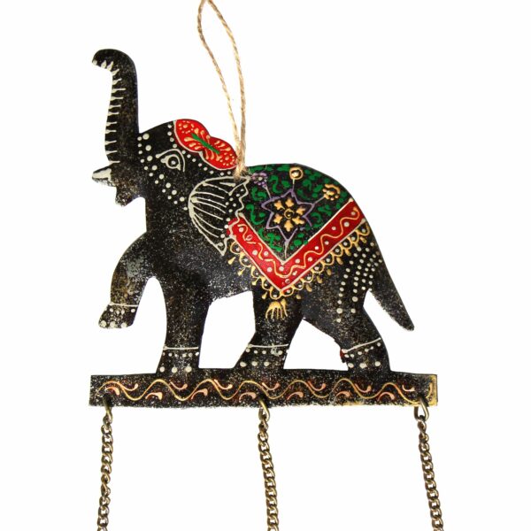 Embossed Elephant Chime Hand Painted Recycled Iron