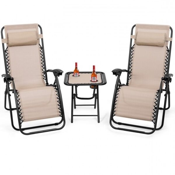 3 Piece Folding Portable Reclining Lounge Chairs.
