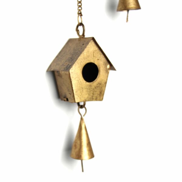 Handcrafted Bird Chime Recycled Iron And Glass.