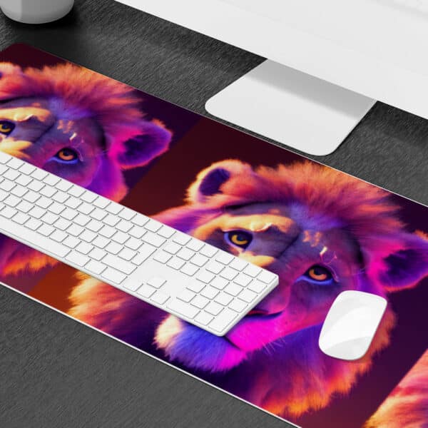 Art Lion Desk Mat - Animal Print Desk Pad - Colorful Art Laptop Desk Mat
