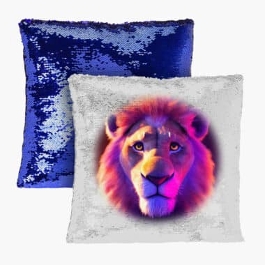 Art Lion Sequin Pillow Case - Animal Print Pillow Case - Colorful Art Pillowcase