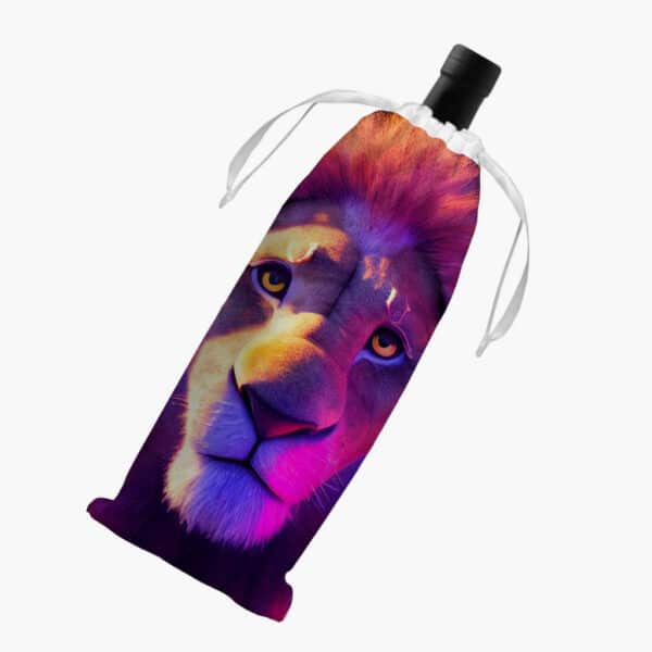 Art Lion Wine Tote Bag - Animal Print Wine Tote Bag - Colorful Art Wine Tote Bag