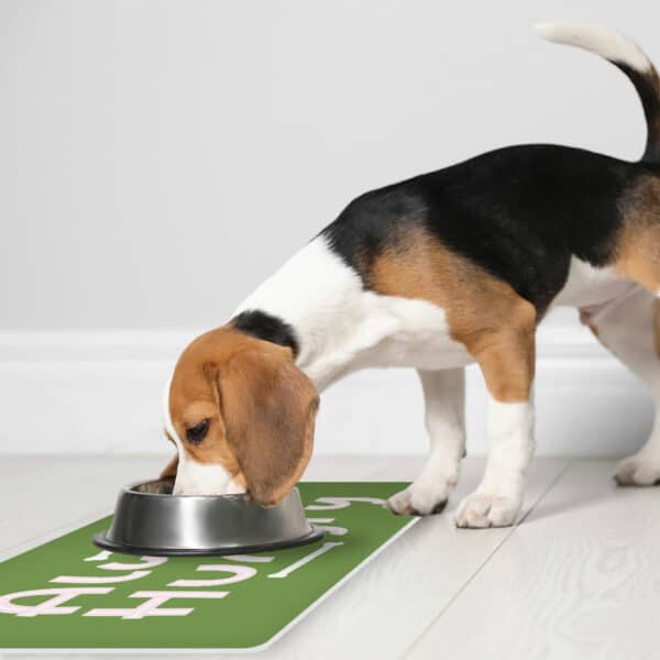 Always Hungry Pet Food Mat - Funny Anti-Slip Pet Bowl Mat - Best Design Pet Feeding Mat