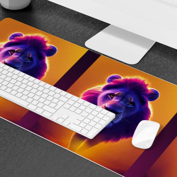 Cool Lion Art Print Desk Mat - Lion Print Desk Pad - Colorful Art Laptop Desk Mat