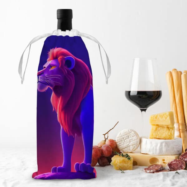 Cool Lion Art Design Wine Tote Bag - Lion Wine Tote Bag - Art Wine Tote Bag