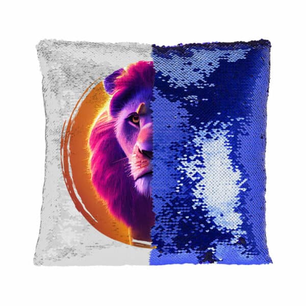 Cool Lion Art Print Sequin Pillow Case - Lion Print Pillow Case - Colorful Art Pillowcase