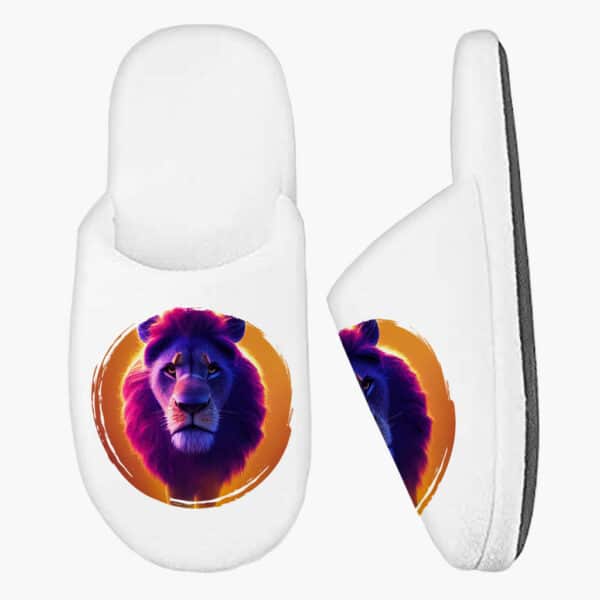 Cool Lion Art Print Memory Foam Slippers - Lion Print Slippers - Colorful Art Slippers