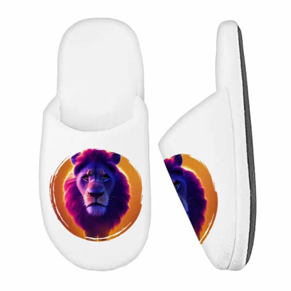 Cool Lion Art Print Memory Foam Slippers - Lion Print Slippers - Colorful Art Slippers