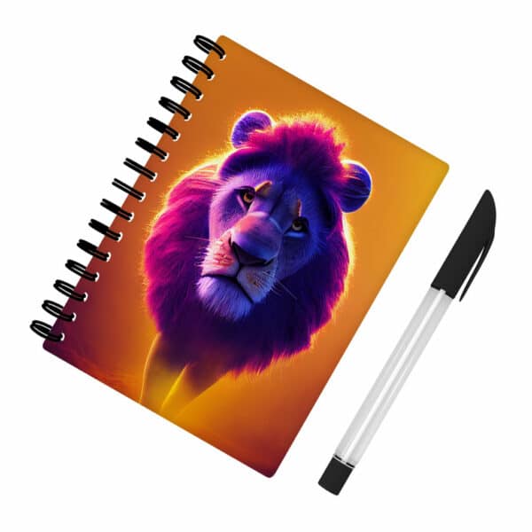 Cool Lion Art Print Spiral Notebook - Lion Print Notebook - Colorful Art Notebook