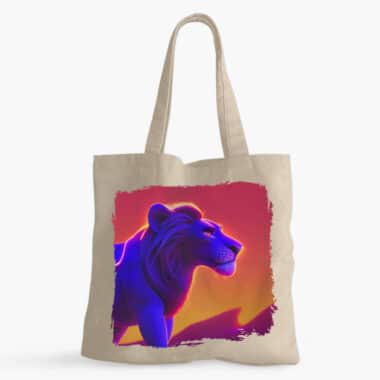 Cool Lion Face Art Small Tote Bag - Lion Art Design Shopping Bag - Safari Art Tote Bag