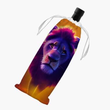 Cool Lion Art Print Wine Tote Bag - Lion Print Wine Tote Bag - Colorful Art Wine Tote Bag