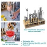 Mix and Serve in Style: Stainless Steel Cocktail Shaker Set with Stand
