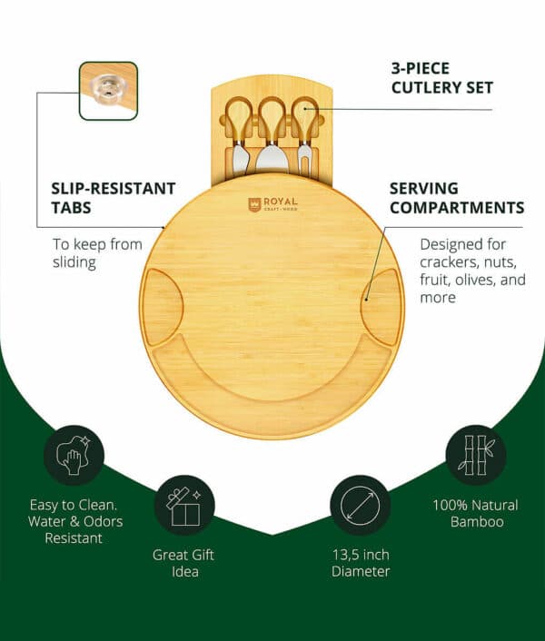 Round Cheese Board with Bamboo Cutting Board