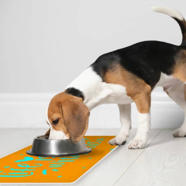 Life Is Better With Pets Pet Food Mat - Kawaii Anti-Slip Pet Bowl Mat - Printed Pet Feeding Mat
