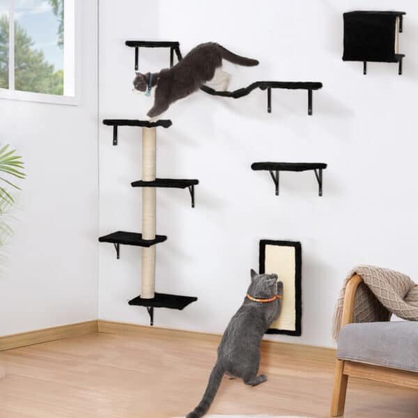 Ultimate Cat Climbing Haven: 5-Piece Wall Mounted Cat Climber Set for Endless Feline Fun.