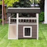 Two-Tier Outdoor Wooden Dog House: Stylish Shelter for Your Pup's Comfort