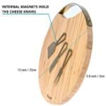 Bamboo Cheese Board and Knife Set with Magnetic Cutlery Storage - Elegant Serving Tray for Charcuterie and Cheese Delights