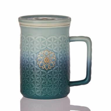 Indulge in Blissful Tea Moments: Flower of Life 3-in-1 Tea Mug with Infuser - A Perfect Blend of Style and Functionality