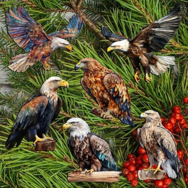 Elevate Your Holiday Decor with Eagle's Flight Decorative Wooden Clip-on Ornaments - Handcrafted Elegance for Festive Charm
